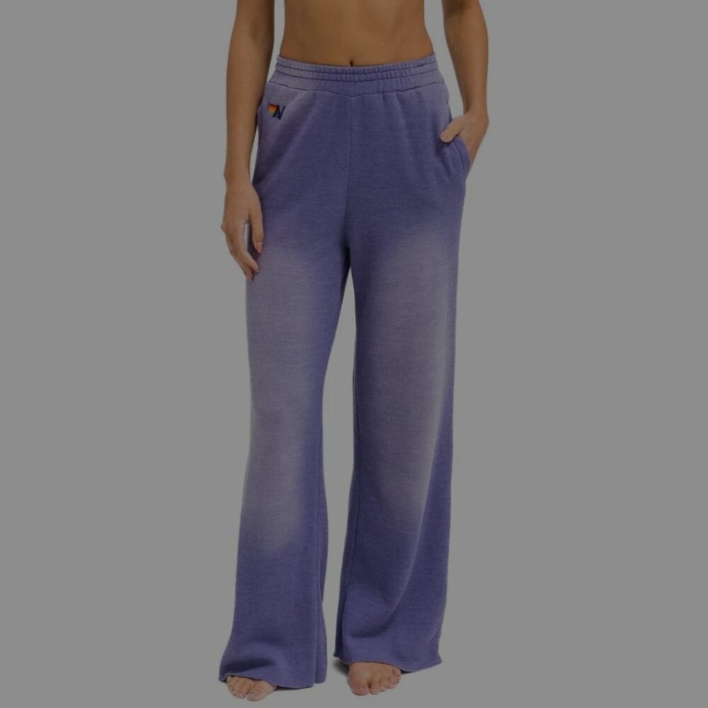 Aviator NATION Essential Wide Leg Pocket Sweatpants - Faded Grape - Nwt